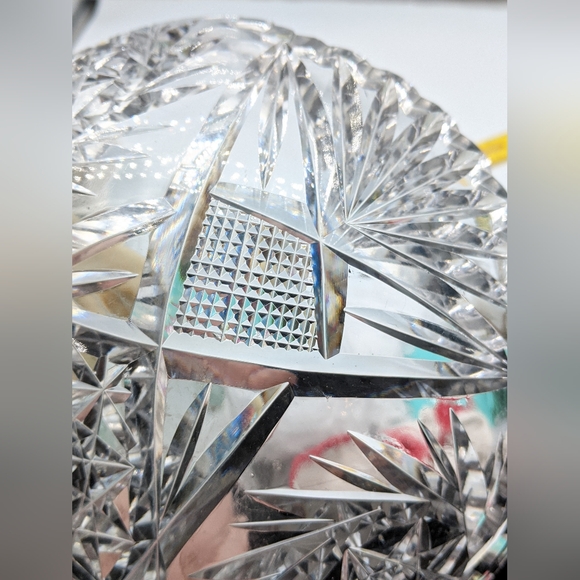 VINTAGE AMERICAN BRILLIANT ABP SAW TOOTH CRYSTAL GLASS BOWL 7 3/4 INCH ROUND - Picture 10 of 11